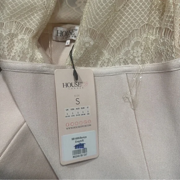 House of CB NWT cream and pink lace Cream Lace Bandage Midi bodycon Dress S